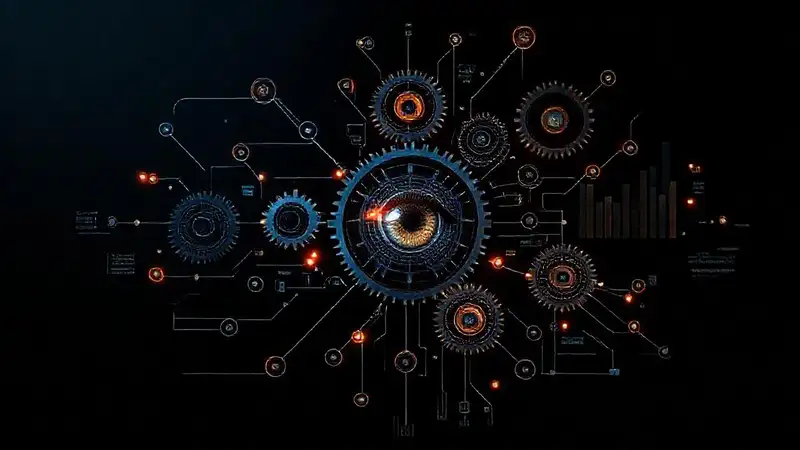 Diagrama futurista complejo y analítico