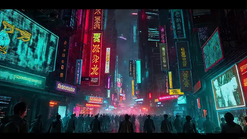Ciudad cyberpunk brillante
