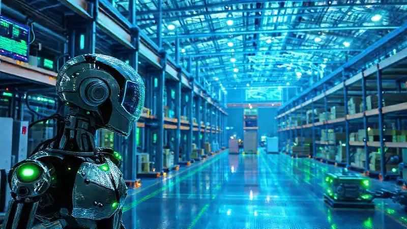Almacén futurista: robots, datos y logística