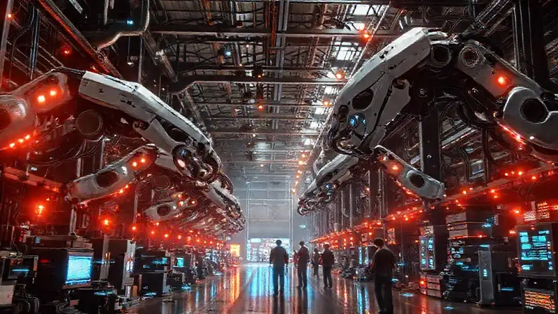 Almacén futurista automatizado y tecnológico