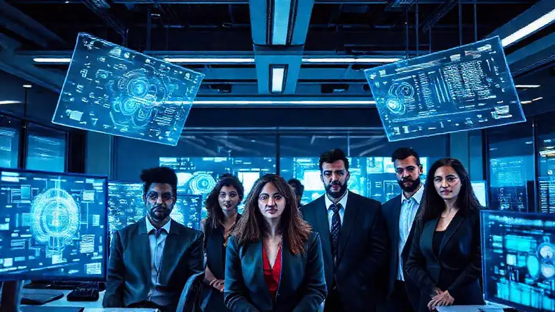 Un equipo profesional en oficina futurista