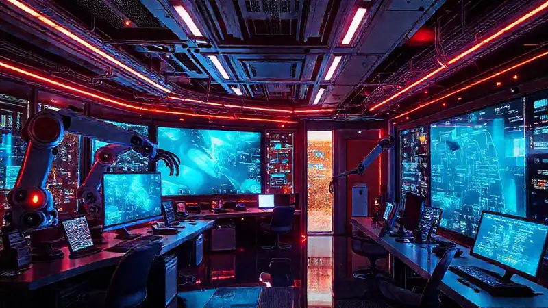 Oficina futurista: tecnología dinámica e inteligente