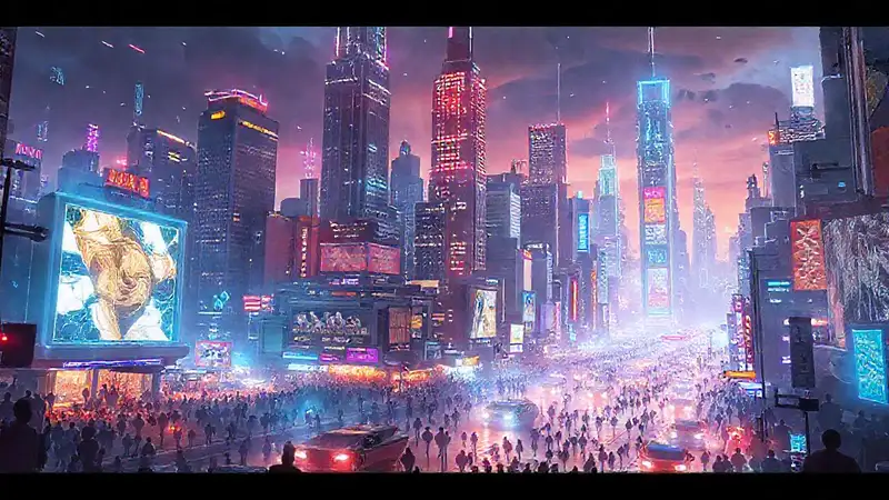 Ciudad futurista: colorida y dinámica