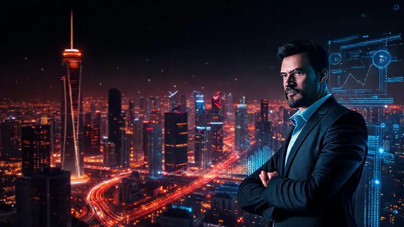 Ciudad futurista digital, inteligencia y negocios