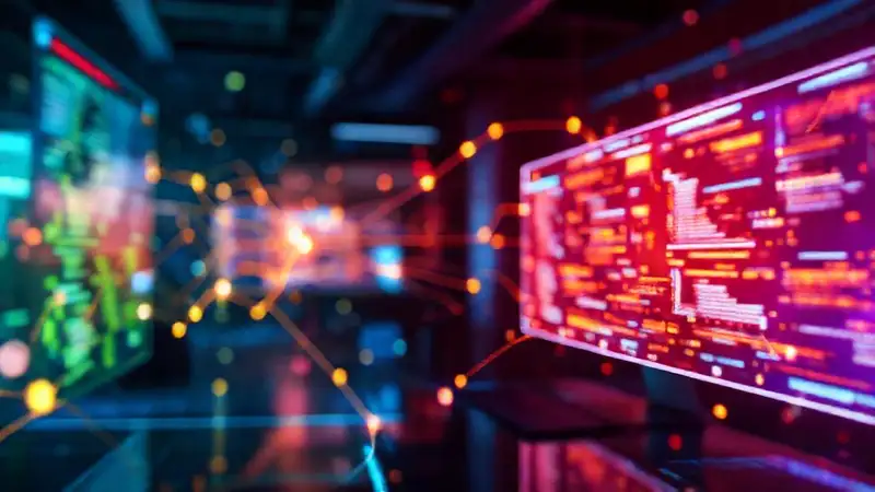 Interfaz digital futurista y conectada visualmente