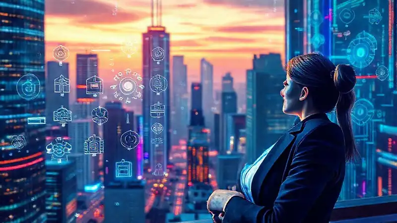 Una ciudad futurista con tecnología brillante