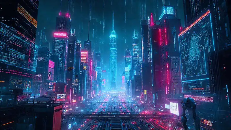 Una ciudad futurista y digitalmente optimista